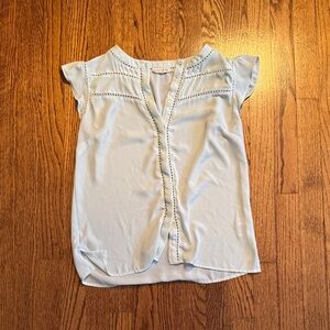 Maison Jules Light Blue Button-Up Blouse